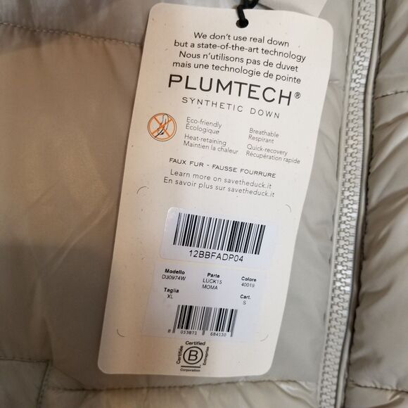 Save the Duck Women Moma Puffer Jacket Sz XL Beige Insulated Zip Up Warm - Picture 8 of 12